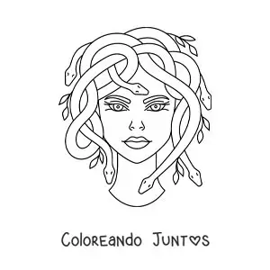 Imagen para colorear de la cabeza de Medusa animada