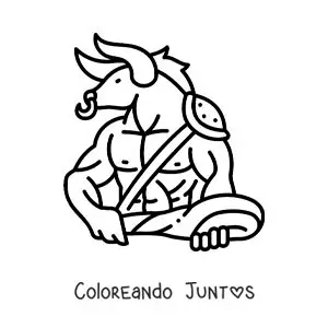 Imagen para colorear de el Minotauro animado fácil