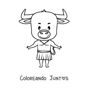 Imagen para colorear de Minotauro animado kawaii