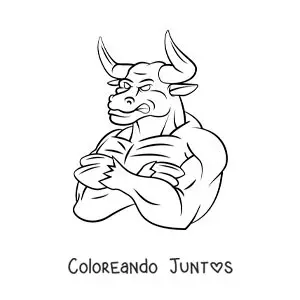 Imagen para colorear del Minotauro griego animado enojado