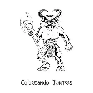 Imagen para colorear de Minotauro aterrador