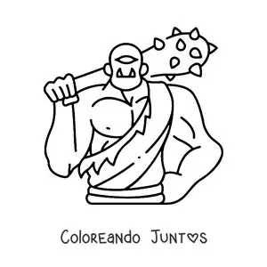 Imagen para colorear de cíclope animado fácil