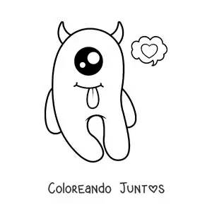 Imagen para colorear de monstruo de un solo ojo kawaii