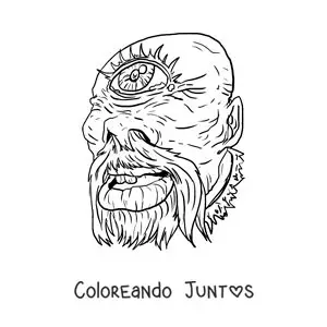 Imagen para colorear de cara de un cíclope realista