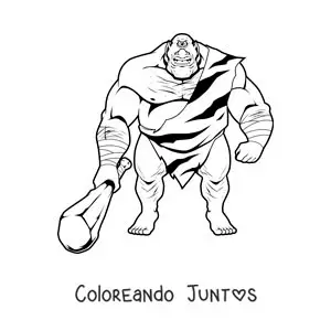Imagen para colorear de gigante de un solo ojo con un bate