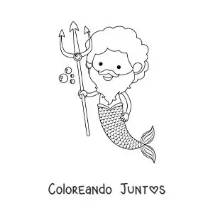 Imagen para colorear de Tritón el dios griego animado