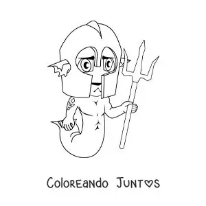 Imagen para colorear de tritón animado con un casco