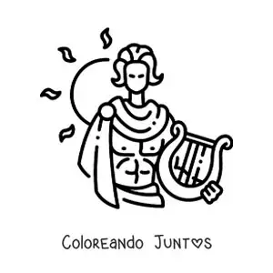 Imagen para colorear del dios Apolo y el sol