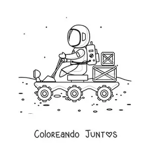 Imagen para colorear de un astronauta en el rover de Marte