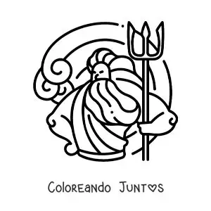 Imagen para colorear de Poseidón el dios del mar animado