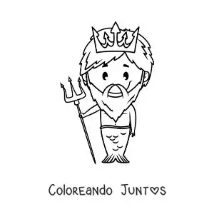 Imagen para colorear de tritón el hijo de Poseidón animado