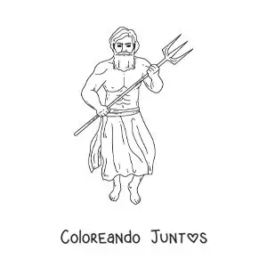 Imagen para colorear del dios Neptuno