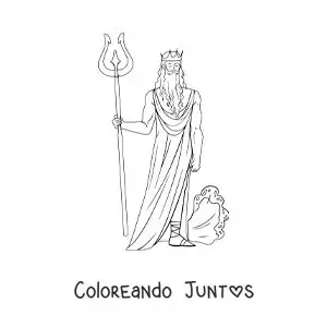 Imagen para colorear de Poseidón controlando las mareas