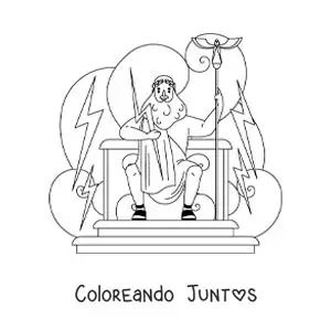 Imagen para colorear de Zeus en su trono en el Olimpo