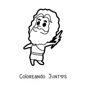Imagen para colorear de una caricatura del dios Zeus con un rayo
