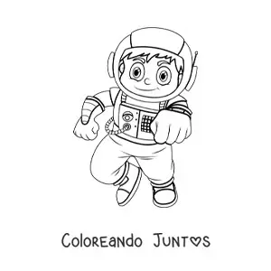 Imagen para colorear de un niño astronauta
