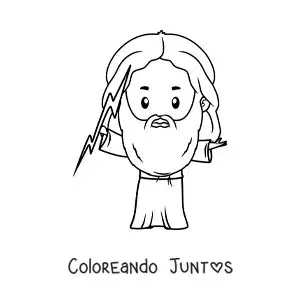 Imagen para colorear del dios de la mitología griega Zeus animado