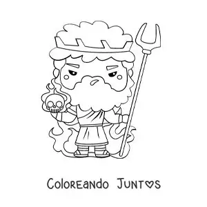 Imagen para colorear del dios del inframundo Hades kawaii animado