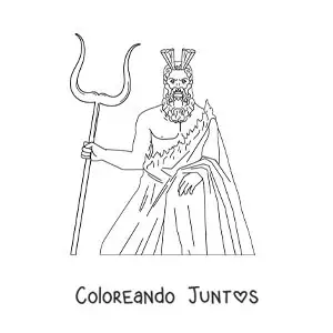 Imagen para colorear del dios Hades del inframundo con un bidente