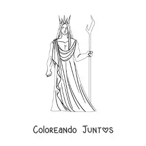 Imagen para colorear de Hades el dios griego animado con su bidente