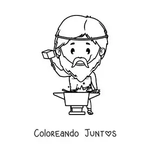 Imagen para colorear de Hefesto el dios herrero animado kawaii