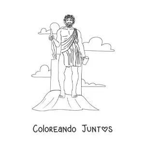 Imagen para colorear del dios Hefesto con su martillo