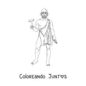 Imagen para colorear del dios herrero Hefesto con su martillo