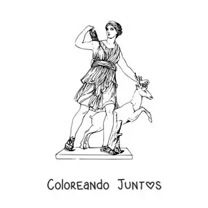 Imagen para colorear de Artemisa realista con un ciervo