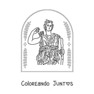 Imagen para colorear de Artemisa la diosa griega con su arco y flechas