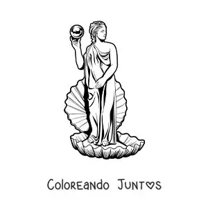 Imagen para colorear del nacimiento de Venus fácil