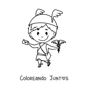 Imagen para colorear de Hermes el mensajero de los dioses animado kawaii