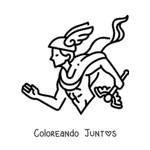 Imagen para colorear de Hermes el dios griego animado con su caduceo