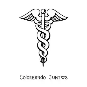 Imagen para colorear del caduceo del dios Hermes