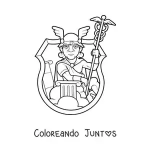 Imagen para colorear de una caricatura de Hermes el mensajero con su casco