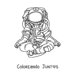 Imagen para colorear de un astronauta sentado
