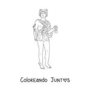 Imagen para colorear del dios griego mensajero Hermes con su casco alado