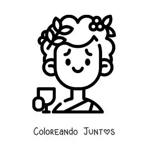 Imagen para colorear del dios del vino Dionisio animado