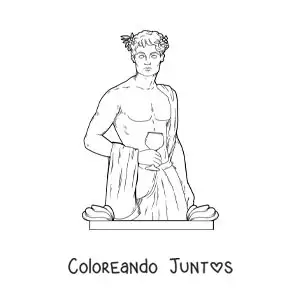 Imagen para colorear del dios del vino Dionisio realista tomando vino
