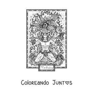 Imagen para colorear de carta aterradora del signo aries