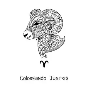 Imagen para colorear de mandala del signo aries