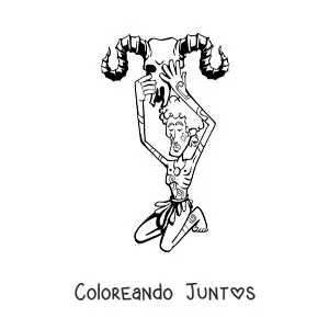 Imagen para colorear de hombre con un carnero del signo aries en caricatura