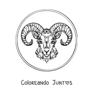 Imagen para colorear de carnero del signo aries realista