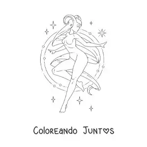 Imagen para colorear de chica del signo aries