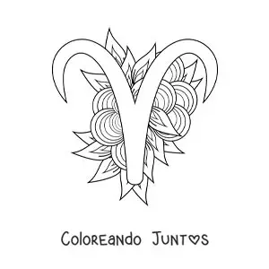 Imagen para colorear de letra mu del signo aries