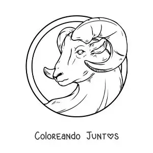 Imagen para colorear del carnero del signo aries realista grande