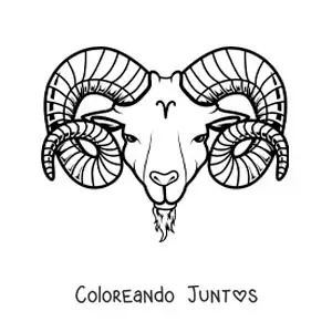 Imagen para colorear de carnero de aries fácil con la letra mu