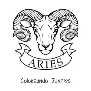 Imagen para colorear de carnero de aries con el nombre del signo