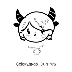 Imagen para colorear de chica del signo tauro kawaii