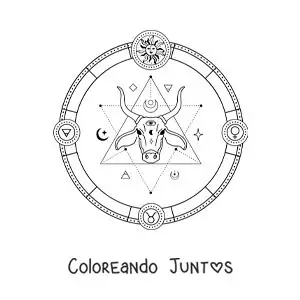 Imagen para colorear de signo zodiacal tauro con sus símbolos