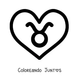 Imagen para colorear de símbolo de tauro en un corazón